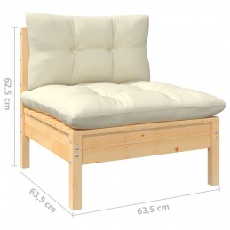 Acquista Divano Centrale da Giardino con Cuscini Crema Massello di Pino con riferimento GHV-806634 della ditta GARDENHOME