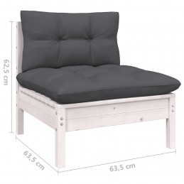 Acquista Divano Centrale da Giardino con Cuscini Bianco Massello di Pino con riferimento GHV-806635 della ditta GARDENHOME
