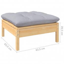 Acquista Sgabello da Giardino con Cuscino Grigio in Massello di Pino con riferimento GHV-806639 della ditta GARDENHOME