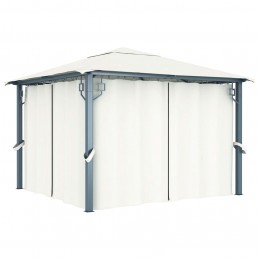 Acquista Gazebo con Tende Stringa di Luci LED 300x300 cm Crema Alluminio con riferimento GHV-3070332 della ditta GARDENHOME