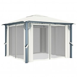 Acquista Gazebo con Tende Stringa di Luci LED 300x300 cm Crema Alluminio con riferimento GHV-3070332 della ditta GARDENHOME