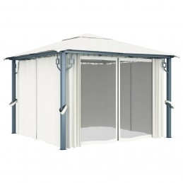 Acquista Gazebo con Tende Stringa di Luci LED 300x300 cm Crema Alluminio con riferimento GHV-3070332 della ditta GARDENHOME