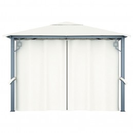 Acquista Gazebo con Tende Stringa di Luci LED 300x300 cm Crema Alluminio con riferimento GHV-3070332 della ditta GARDENHOME