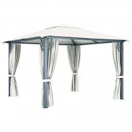 Acquista Gazebo con Tende Stringa di Luci LED 300x300 cm Crema Alluminio con riferimento GHV-3070332 della ditta GARDENHOME