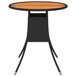 Acquista Tavolo da Giardino Nero Ø 70 cm Polyrattan e Massello d'Acacia con riferimento GHV-310466 della ditta GARDENHOME