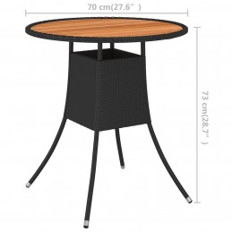 Acquista Tavolo da Giardino Nero Ø 70 cm Polyrattan e Massello d'Acacia con riferimento GHV-310466 della ditta GARDENHOME