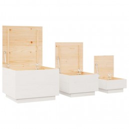 Acquista Contenitori con Coperchi 3 pz Bianchi in Legno Massello di Pino con riferimento GHV-818246 della ditta GARDENHOME