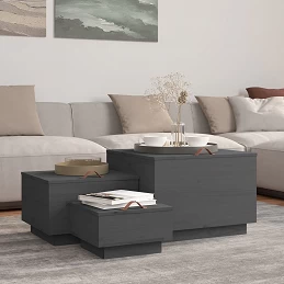 Acquista Contenitori Portaoggetti Coperchi 3pz Grigi Legno Massello Pino con riferimento GHV-818247 della ditta GARDENHOME
