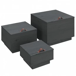 Acquista Contenitori Portaoggetti Coperchi 3pz Grigi Legno Massello Pino con riferimento GHV-818247 della ditta GARDENHOME
