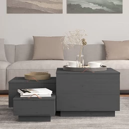 Acquista Contenitori Portaoggetti Coperchi 3pz Grigi Legno Massello Pino con riferimento GHV-818247 della ditta GARDENHOME
