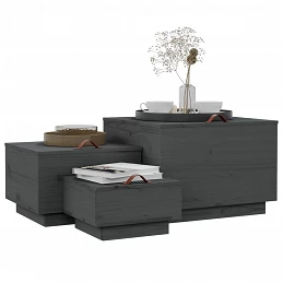 Acquista Contenitori Portaoggetti Coperchi 3pz Grigi Legno Massello Pino con riferimento GHV-818247 della ditta GARDENHOME