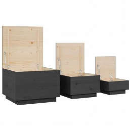 Acquista Contenitori Portaoggetti Coperchi 3pz Grigi Legno Massello Pino con riferimento GHV-818247 della ditta GARDENHOME