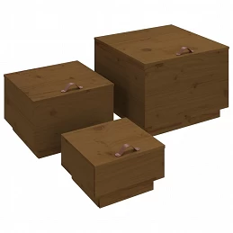 Acquista Contenitori Portaoggetti Coperchi 3pz Miele Legno Massello Pino con riferimento GHV-818248 della ditta GARDENHOME