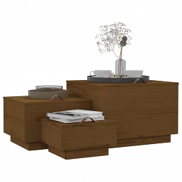 Acquista Contenitori Portaoggetti Coperchi 3pz Miele Legno Massello Pino con riferimento GHV-818248 della ditta GARDENHOME
