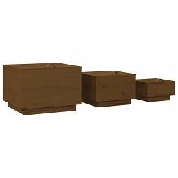 Acquista Contenitori Portaoggetti Coperchi 3pz Miele Legno Massello Pino con riferimento GHV-818248 della ditta GARDENHOME