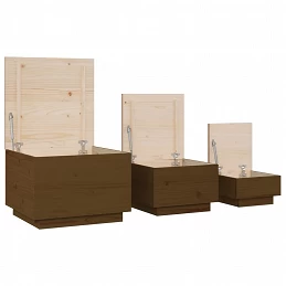 Acquista Contenitori Portaoggetti Coperchi 3pz Miele Legno Massello Pino con riferimento GHV-818248 della ditta GARDENHOME