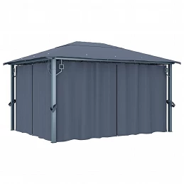 Acquista Gazebo con Tende e Luci LED 400x300 cm Antracite in Alluminio con riferimento GHV-3070336 della ditta GARDENHOME