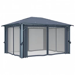 Acquista Gazebo con Tende e Luci LED 400x300 cm Antracite in Alluminio con riferimento GHV-3070336 della ditta GARDENHOME