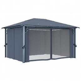 Acquista Gazebo con Tende e Luci LED 400x300 cm Antracite in Alluminio con riferimento GHV-3070336 della ditta GARDENHOME
