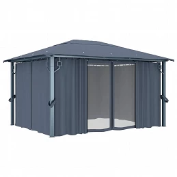 Acquista Gazebo con Tende e Luci LED 400x300 cm Antracite in Alluminio con riferimento GHV-3070336 della ditta GARDENHOME