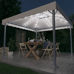 Acquista Gazebo con Stringa di Luci LED 300x300 cm Crema in Alluminio con riferimento GHV-3070342 della ditta GARDENHOME