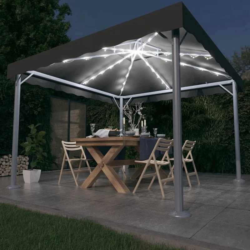 Acquista Gazebo con Stringa di Luci LED 300x300 cm Antracite Alluminio con riferimento GHV-3070343 della ditta GARDENHOME