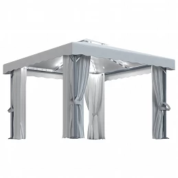 Acquista Gazebo con Tende e Stringa di Luci LED 3x3 m Bianco Crema con riferimento GHV-3070345 della ditta GARDENHOME