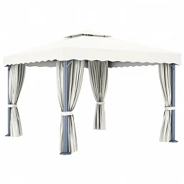Acquista Gazebo con Tende e Stringa di Luci LED 3x3 m Bianco Crema con riferimento GHV-3070345 della ditta GARDENHOME