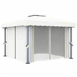 Acquista Gazebo con Tende e Stringa di Luci LED 3x3 m Bianco Crema con riferimento GHV-3070345 della ditta GARDENHOME