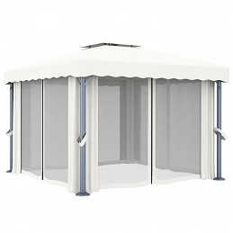Acquista Gazebo con Tende e Stringa di Luci LED 3x3 m Bianco Crema con riferimento GHV-3070345 della ditta GARDENHOME