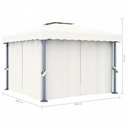 Acquista Gazebo con Tende e Stringa di Luci LED 3x3 m Bianco Crema con riferimento GHV-3070345 della ditta GARDENHOME