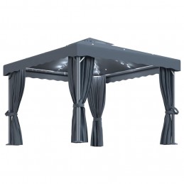 Acquista Gazebo con Tende e Stringa di Luci LED 3x3 m Antracite con riferimento GHV-3070347 della ditta GARDENHOME