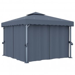 Acquista Gazebo con Tende e Stringa di Luci LED 3x3 m Antracite con riferimento GHV-3070347 della ditta GARDENHOME