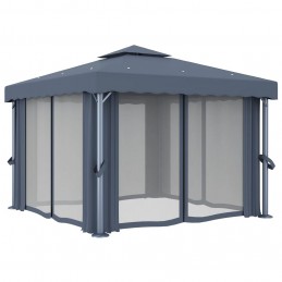 Acquista Gazebo con Tende e Stringa di Luci LED 3x3 m Antracite con riferimento GHV-3070347 della ditta GARDENHOME