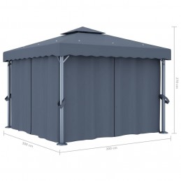 Acquista Gazebo con Tende e Stringa di Luci LED 3x3 m Antracite con riferimento GHV-3070347 della ditta GARDENHOME