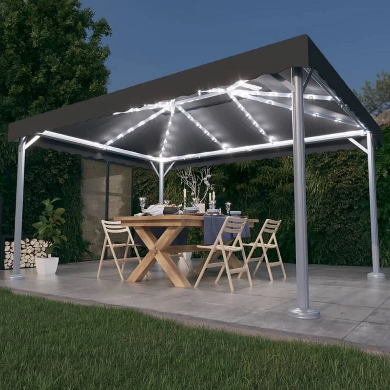 Acquista Gazebo con Pareti e Luci LED 400x300 cm Antracite in Alluminio con riferimento GHV-3070352 della ditta GARDENHOME