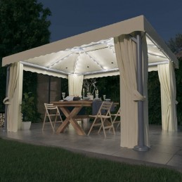 Acquista Gazebo con Tende e Stringa di Luci LED 4x3 m Bianco Crema con riferimento GHV-3070353 della ditta GARDENHOME