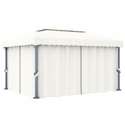 Acquista Gazebo con Tende e Stringa di Luci LED 4x3 m Bianco Crema con riferimento GHV-3070353 della ditta GARDENHOME