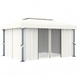 Acquista Gazebo con Tende e Stringa di Luci LED 4x3 m Bianco Crema con riferimento GHV-3070353 della ditta GARDENHOME