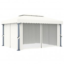 Acquista Gazebo con Tende e Stringa di Luci LED 4x3 m Bianco Crema con riferimento GHV-3070353 della ditta GARDENHOME