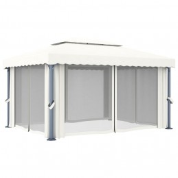 Acquista Gazebo con Tende e Stringa di Luci LED 4x3 m Bianco Crema con riferimento GHV-3070353 della ditta GARDENHOME
