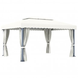Acquista Gazebo con Tende e Stringa di Luci LED 4x3 m Bianco Crema con riferimento GHV-3070353 della ditta GARDENHOME