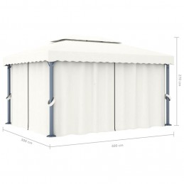 Acquista Gazebo con Tende e Stringa di Luci LED 4x3 m Bianco Crema con riferimento GHV-3070353 della ditta GARDENHOME