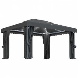 Acquista Gazebo con Tende e Stringa di Luci LED 4x3 m Antracite con riferimento GHV-3070355 della ditta GARDENHOME