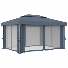 Acquista Gazebo con Tende e Stringa di Luci LED 4x3 m Antracite con riferimento GHV-3070355 della ditta GARDENHOME