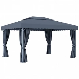 Acquista Gazebo con Tende e Stringa di Luci LED 4x3 m Antracite con riferimento GHV-3070355 della ditta GARDENHOME