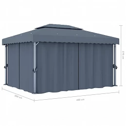Acquista Gazebo con Tende e Stringa di Luci LED 4x3 m Antracite con riferimento GHV-3070355 della ditta GARDENHOME