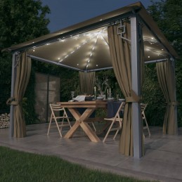 Acquista Gazebo con Tende e Luci LED 300x300 cm Grigio Talpa Alluminio con riferimento GHV-3070334 della ditta GARDENHOME