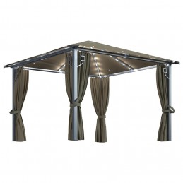 Acquista Gazebo con Tende e Luci LED 300x300 cm Grigio Talpa Alluminio con riferimento GHV-3070334 della ditta GARDENHOME