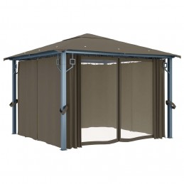 Acquista Gazebo con Tende e Luci LED 300x300 cm Grigio Talpa Alluminio con riferimento GHV-3070334 della ditta GARDENHOME